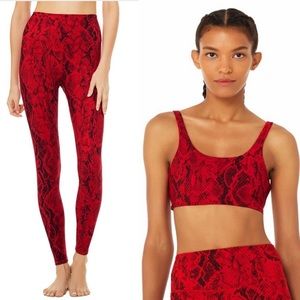 High-Waist Red Snakeskin Legging&sports bra NWT